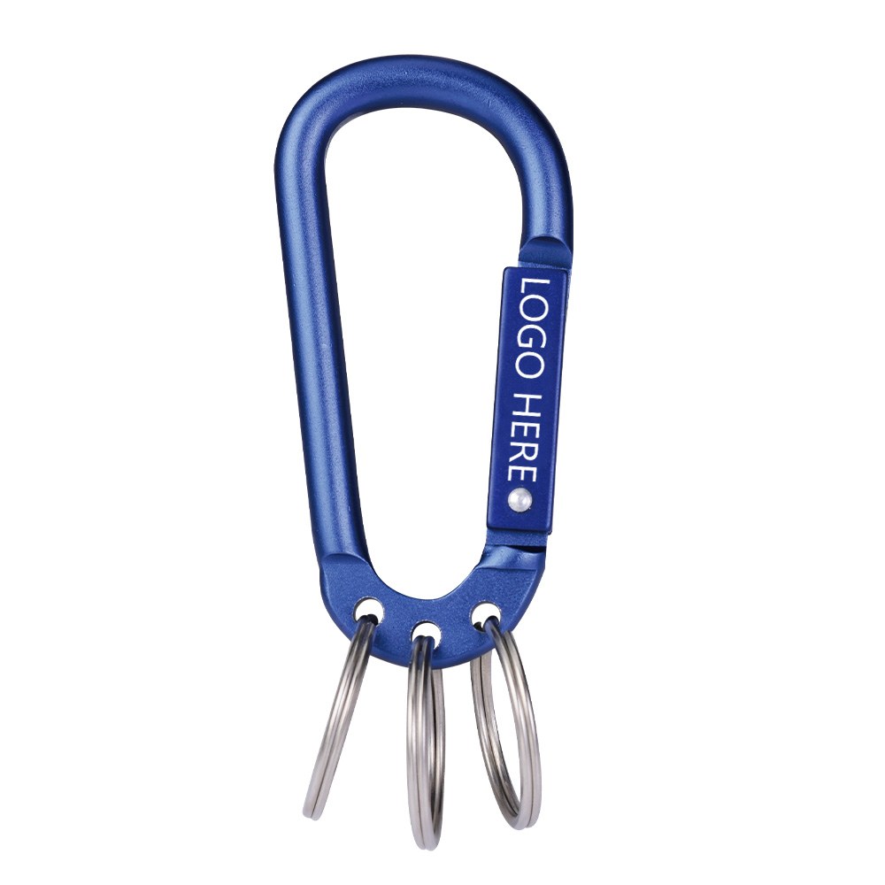advertising-carabiner-keychain-blue-custom-logo 广告款三圈挂环登山扣钥匙扣 蓝色定制 LOGO 位