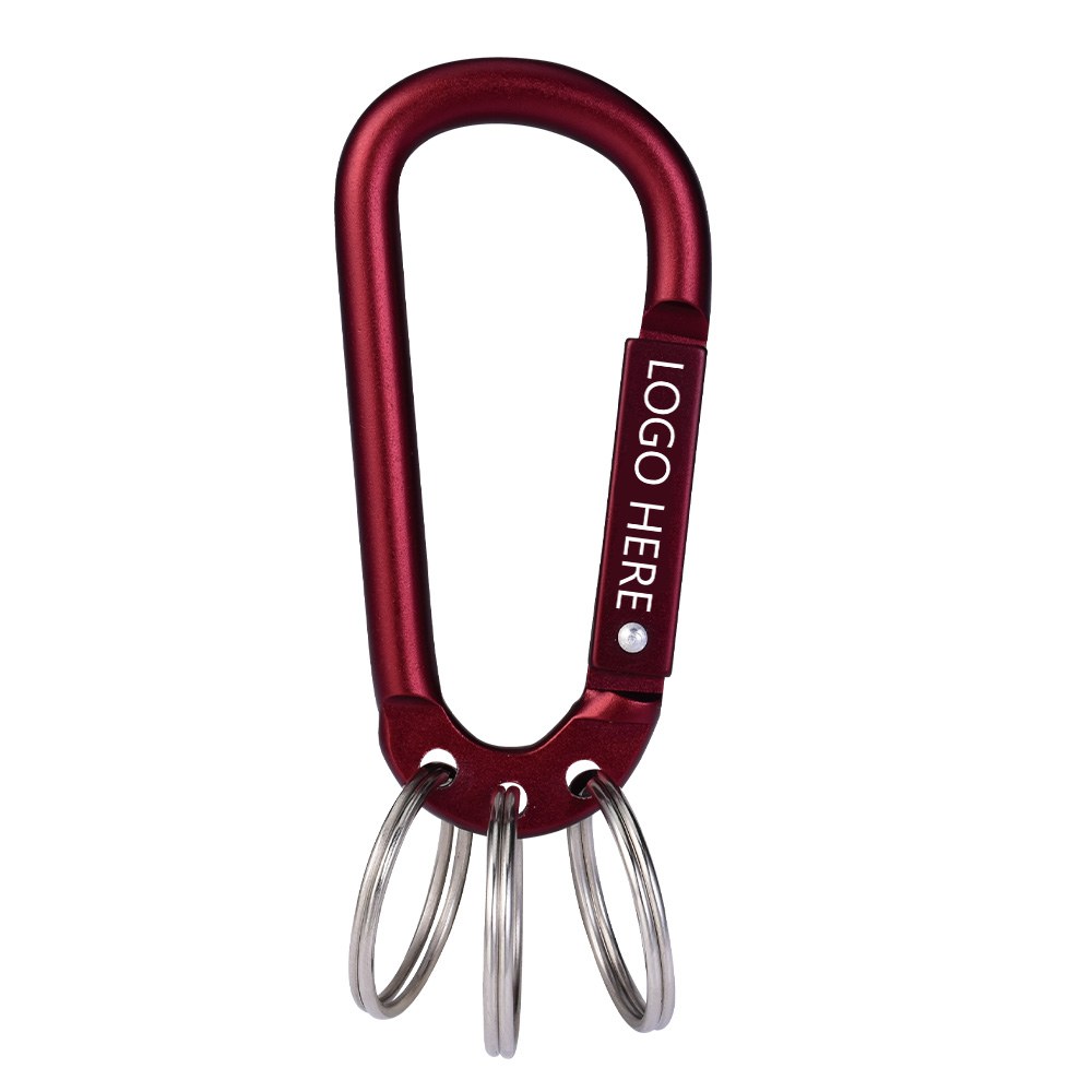 advertising-carabiner-keychain-red-custom-logo 广告款三圈挂环登山扣钥匙扣 红色定制 LOGO 位