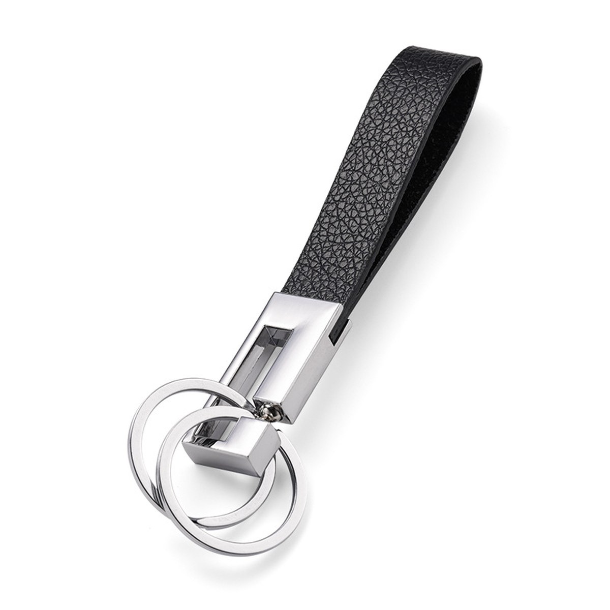 double-ring-leather-keychain-main 创意双环皮质腕带钥匙扣 图片1