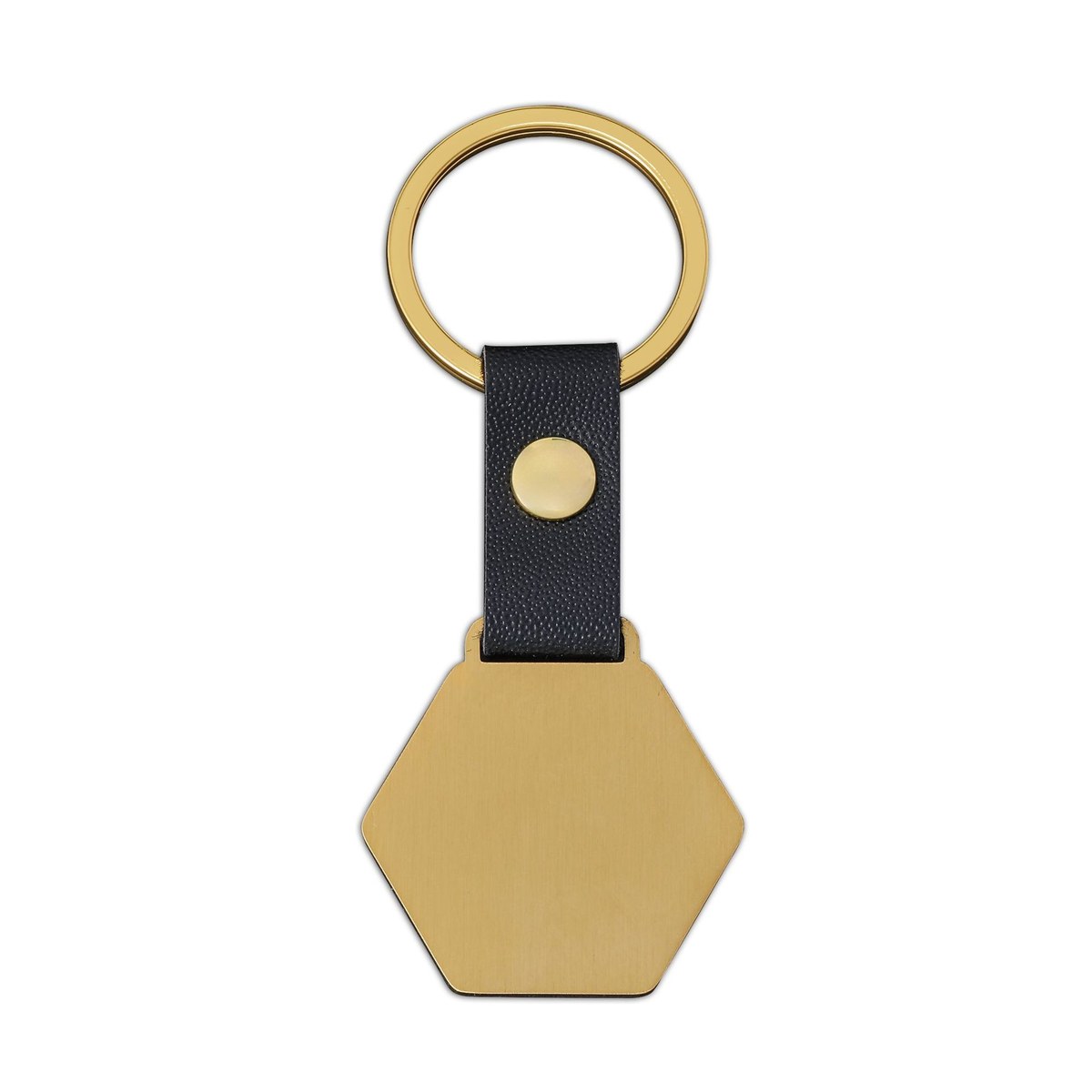 hexagon-tag-keychain-02.jpg 六边形吊牌钥匙扣 黑银金三色金属六角吊牌 可激光雕刻LOGO定制 附图