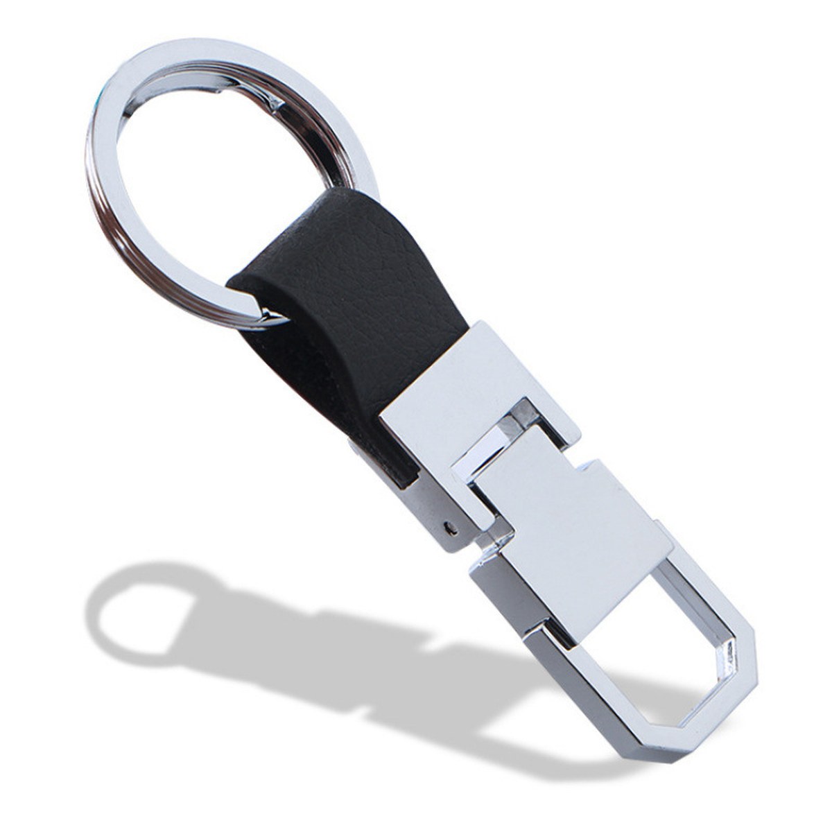 premium-metal-hook-keychain-main 商务镀铬金属仿真皮钥匙扣 图片1