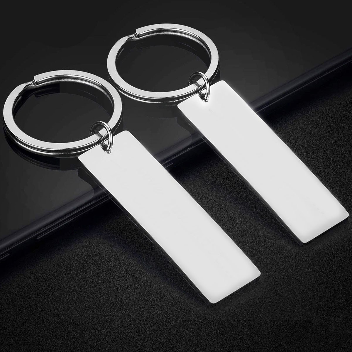 rectangular-tag-keychain-05.jpg 长方形吊牌钥匙扣 黑银金三色金属长条吊牌 可激光雕刻LOGO定制 附图