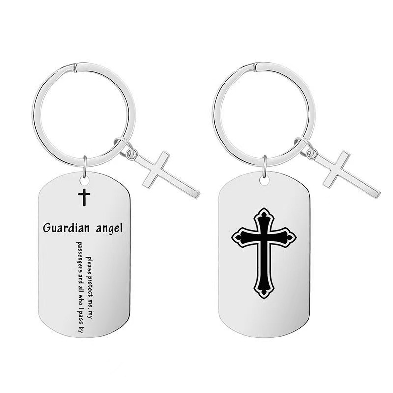 religious-cross-tag-keychain-02.jpg 宗教文字十字架吊牌钥匙扣 金属十字架钥匙扣 可激光雕刻经文LOGO定制 附图