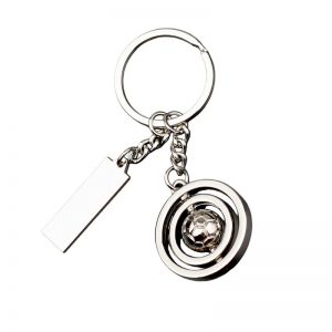 Rotating Football Keychain 360 Degree Spinning Metal Pendant with Engraved Logo Plate