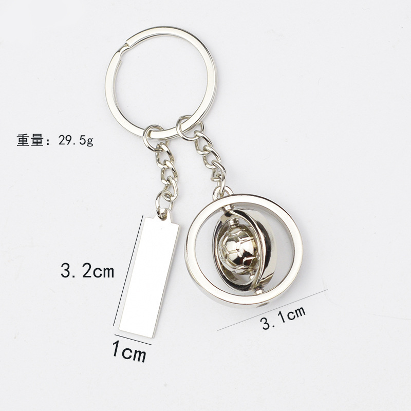 旋转足球钥匙扣 尺寸参数图 钥匙圈 3.1cm 刻字牌 3.2cm × 1cm 重量 29.5g