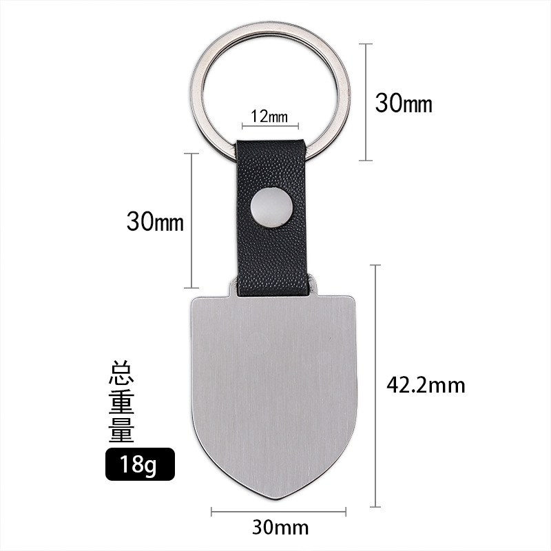 shield-tag-keychain-04.jpg 盾牌形吊牌钥匙扣 黑银金三色金属盾牌吊牌 可激光雕刻LOGO定制 附图