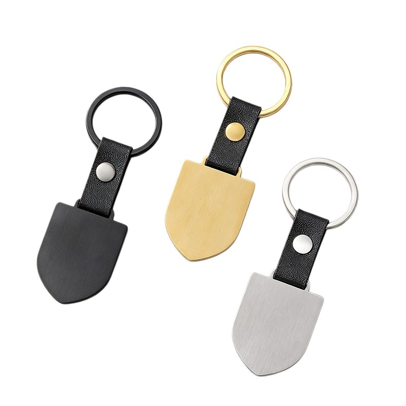 shield-tag-keychain-main.jpg 盾牌形吊牌钥匙扣 黑银金三色金属盾牌吊牌 可激光雕刻LOGO定制 主图