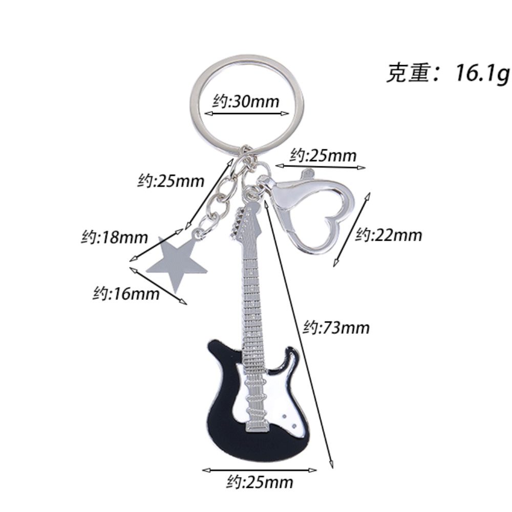 彩色电吉他钥匙扣 紫红粉蓝四色 锌合金吉他吊坠挂件 可定制LOGO